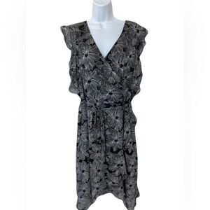 🖤 EUC A NEW DAY Ebony Floral Faux Wrap Dress | Women’s Large